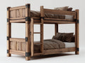 Etagenbett-Massivholz-Metall-212x102x172 cm-Braun-Rustikaler Stil