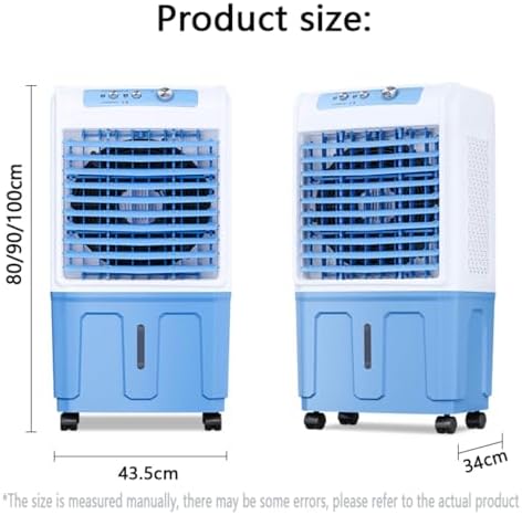 Tragbarer Verdunstungskühler mit Ventilator, 3 Geschwindigkeitsstufen, 120°-Oszillation, extrem leise (36 dB), großer Wassertank und Rollen für das Homeoffice