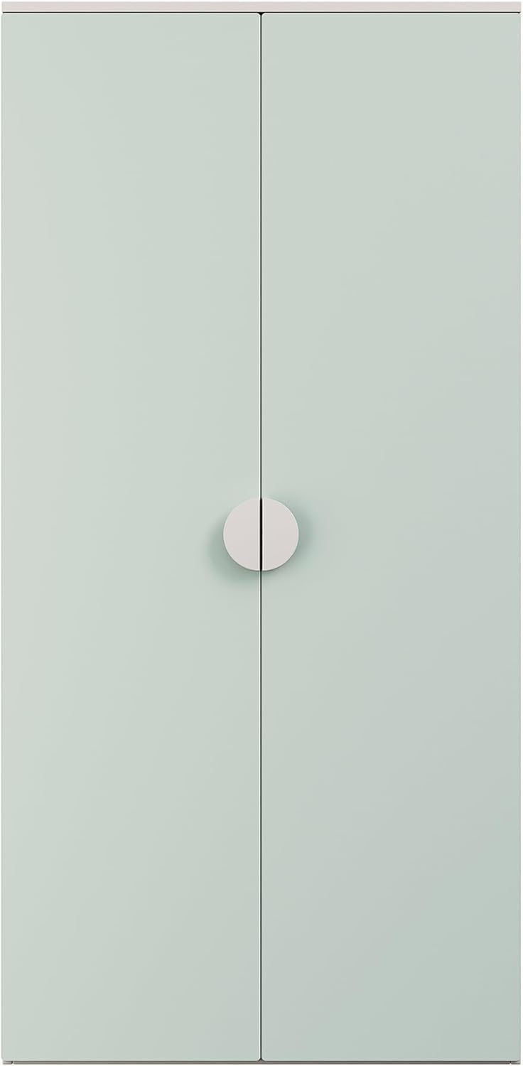 [en.casa] Kinderkleiderschrank Sandnes Garderobenschrank für Kinder 123 x 60 x 40 cm Kleiderschrank Kinderzimmer mit 2 Türen 1 Kleiderstange 1 Ablagefach Kinderschrank Weiß/Mintgrün