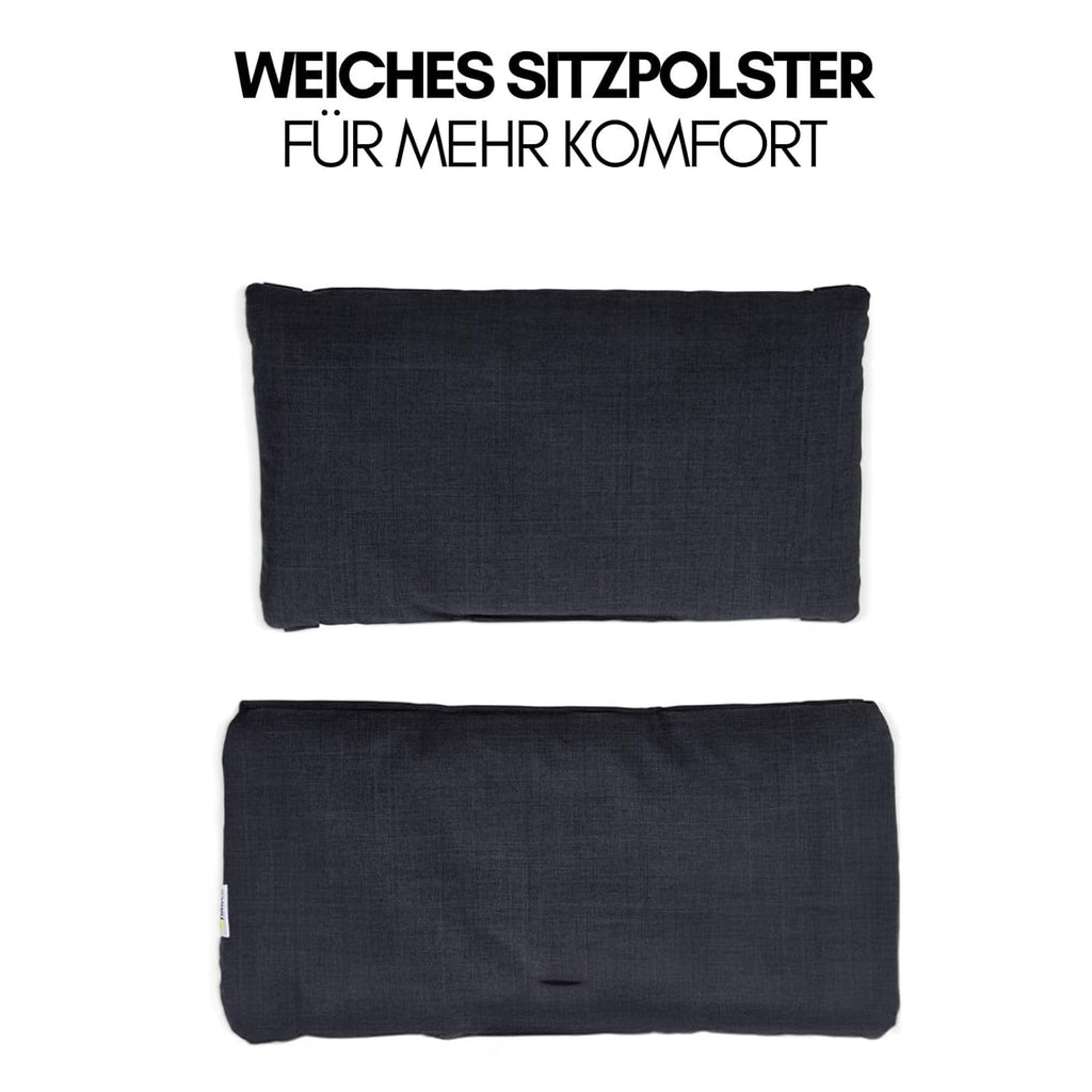 hauck Alpha+ Newborn Set mit Premium Bouncer Dark Grey - Baby Holz Hochstuhl ab Geburt mit Liegefunktion - extra flacher Aufsatz für Neugeborene & Sitzpolster - Walnuss