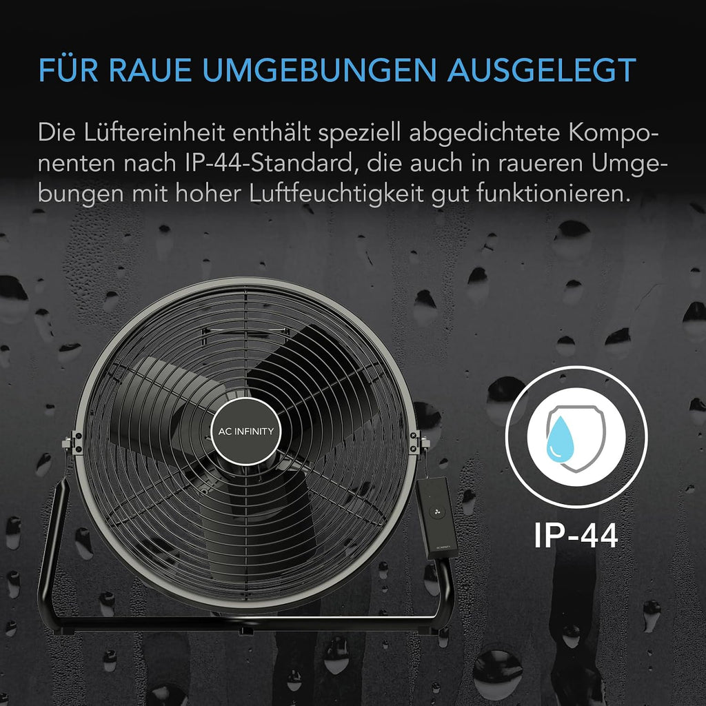AC Infinity CLOUDLIFT S12 – Industrieller Wandventilator 300 mm mit kabellosem 10-Stufen-Drehzahlregler, EC-Motor, hohe Luftleistung, für Hydroponik Gewächshaus und Werkstatt Standfuß oder Wandmontage