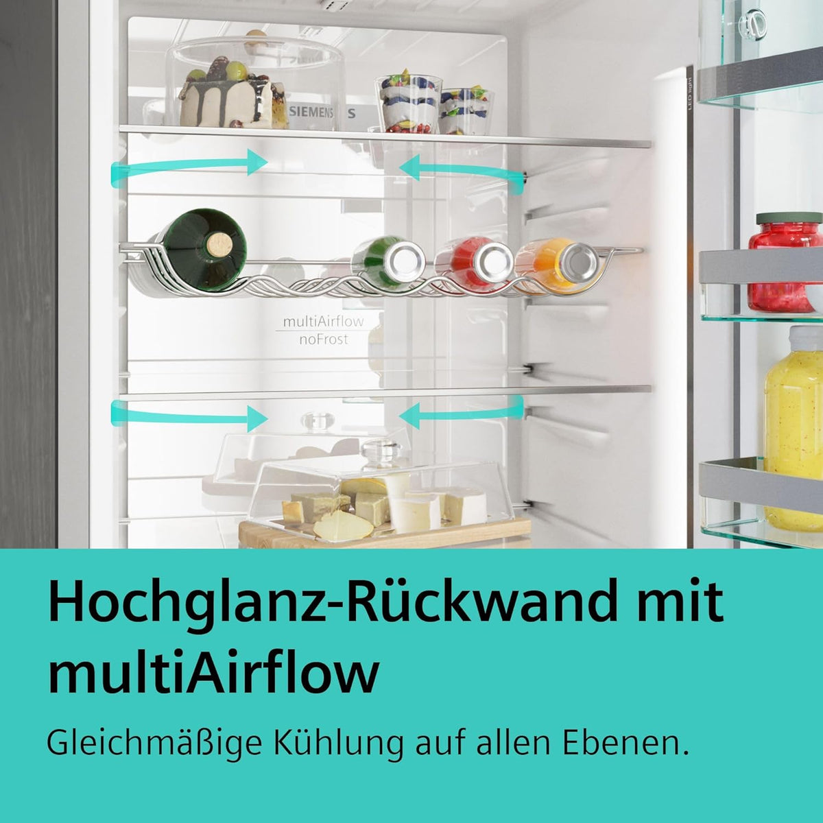 SIEMENS KG39EAICA iQ500 Kühl-Gefrier-Kombination, 201 x 60 cm, 249 L Kühlen + 94 L Gefrieren, LowFrost seltener abtauen, LED-Beleuchtung gleichmige Ausleuchtung, BigBox Platz für groes Gefriergut