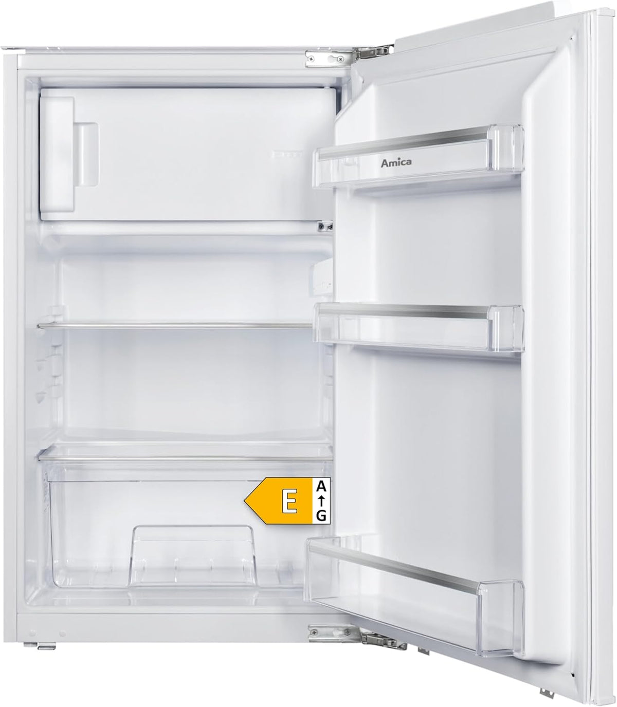 Amica Einbau‑Kühlschrank mit Gefrierfach Festtür‑Technik 880 mm Nische elektronische Steuerung Inverter‑Motor LED Beleuchtung 87,1 x 54 x 54 cm – Einbau Kühl Gefrierkombination