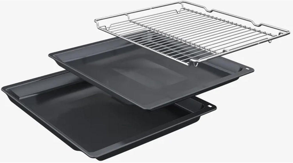 Siemens HR578GFS7F, iQ500 Smarter Einbau-Backofen mit Dampfunterstützung, 60 x 60 cm, Pyrolyse Selbstreinigung, Air Fry, Backautomatik, 3D Heißluft, Inklusive Bratenthermometer und Teleskopauszug