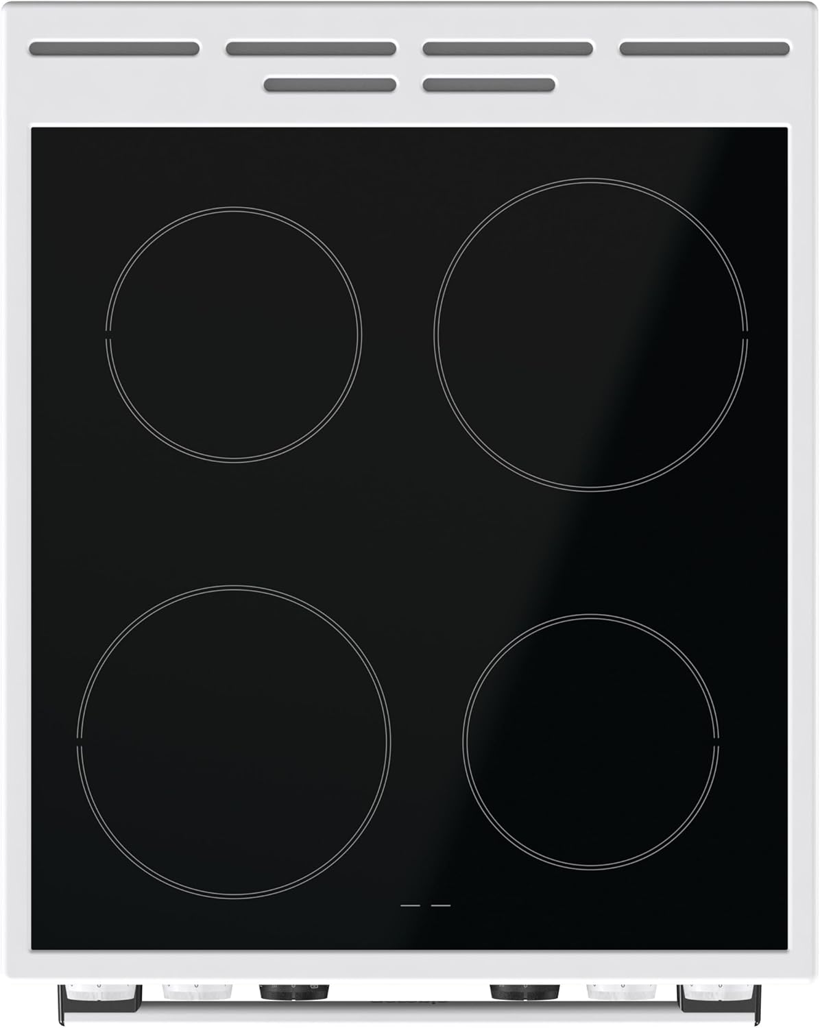 Gorenje GEC5C43WGAMZ Elektro-Standherd mit Glaskeramik-Kochfeld / 50 cm / 70 Liter/Schnellaufheizung/Pizzamodus 300°C/Auftauen/AquaClean/Ergonomische Knebel/ 8 Beheizungsarten/weiß