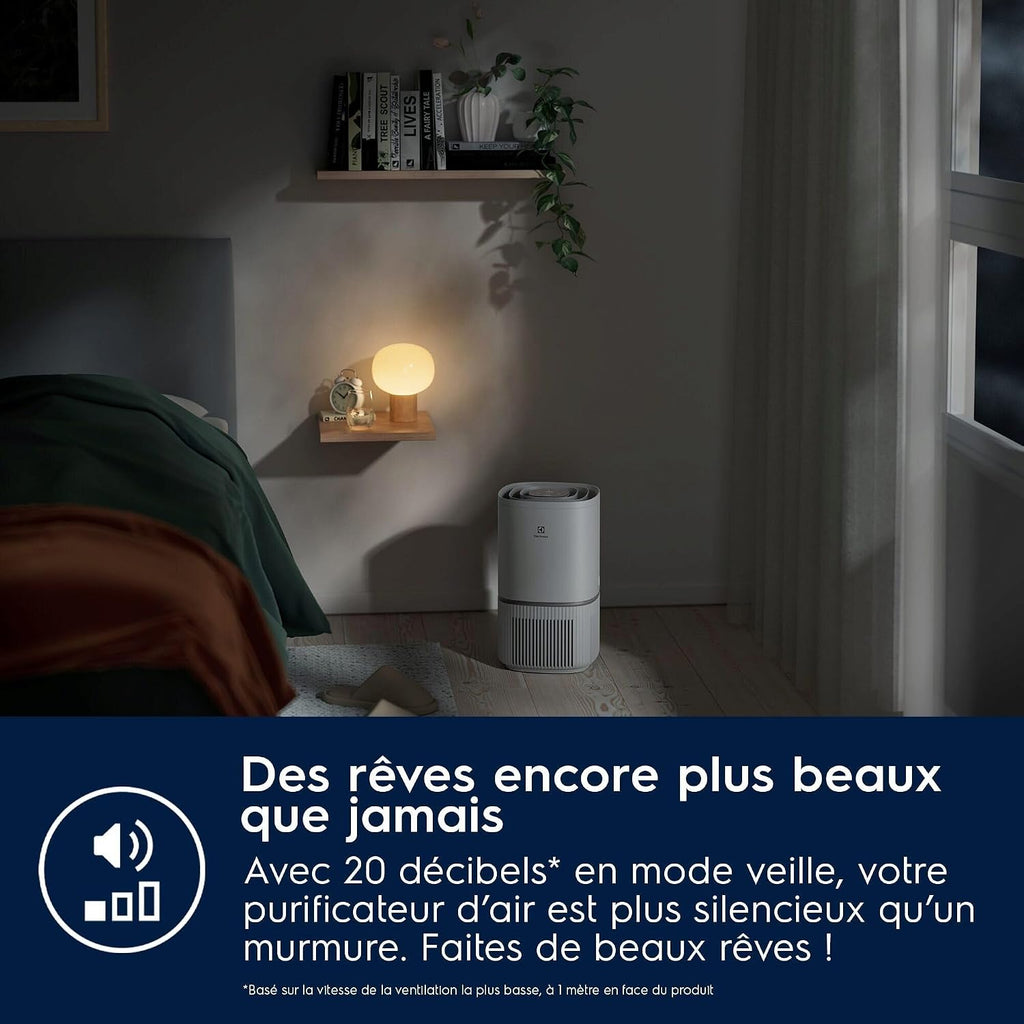Electrolux Luftreiniger, EPO30311UG, Filterwechselalarm, mehrschichtige Filtration, Kapazität von 400 m³/h, AirSurround-System, 360-Grad-Luftzirkulation, 730 x 330 x 330D, WLAN, Grau