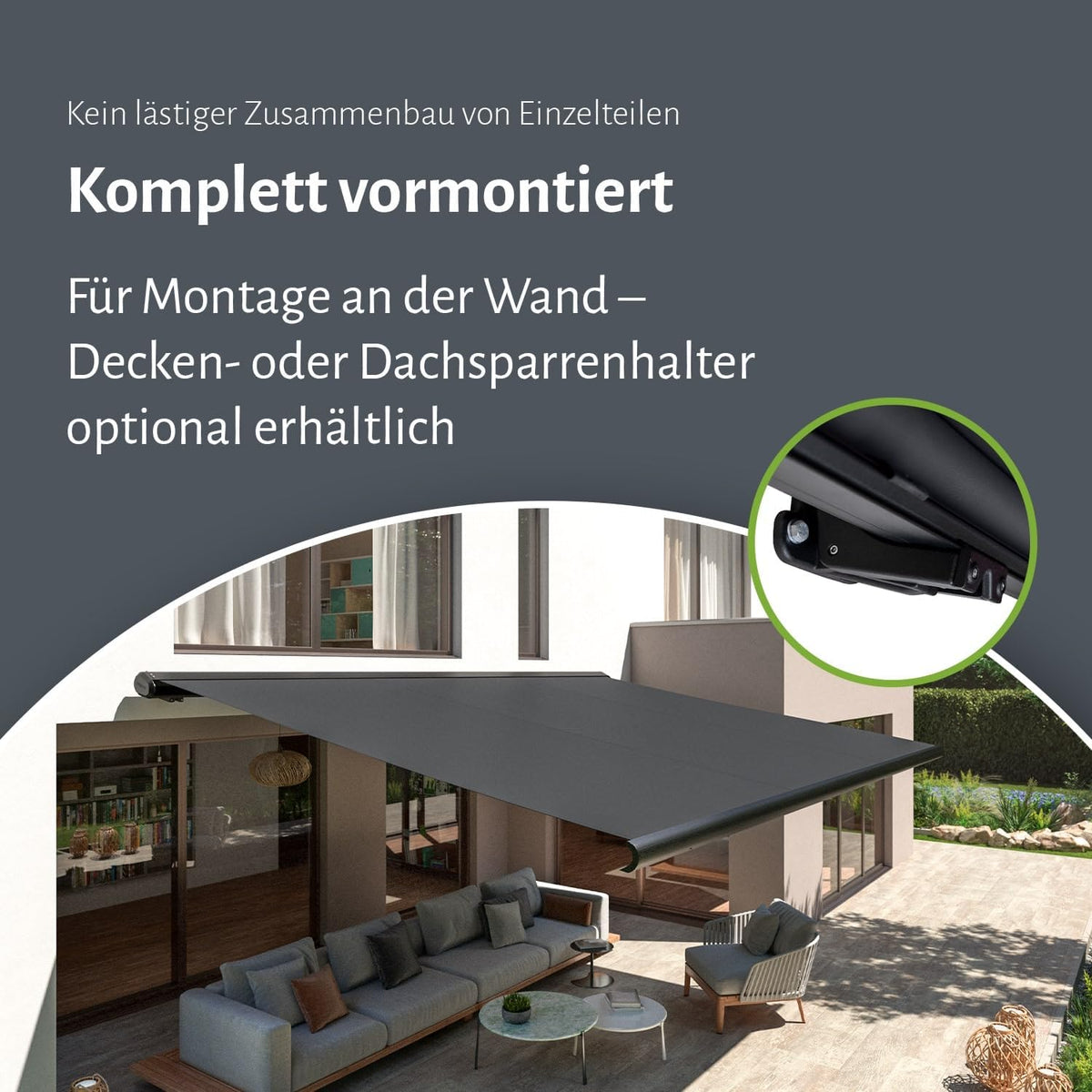 empasa elektrische Vollkassettenmarkise 'Profi' Kassettenmarkise Gelenkarmmarkise Markise Sonnenmarkise Sonnenschutz komplett vormontiert, Farbe:anthrazit, Größe:4 x 3 m