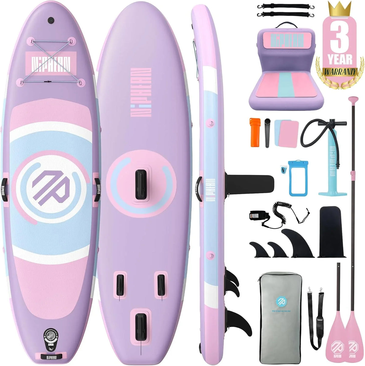 Niphean Tabla Paddle Surf Hinchable, Tabla de Paddle Surf 305 cm con Aletas de Equilibrio para Principiantes y Accesorios Resistentes, Sup Board para Adultos, Stand up Paddle Board Versátil para Yoga