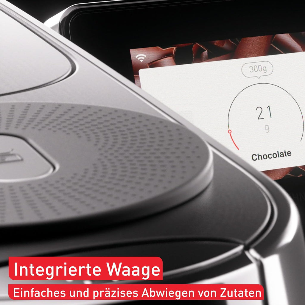 Tefal I-Touch +, Küchenmaschine mit integrierter Waage, Step-by-Step Rezepte, 25 Automatikprogramme, 5,5-Liter-Schüssel, WiFi-Verbindung, 4,3'' Touchscreen, 1200 Watt, Schwarz, QB960DF0