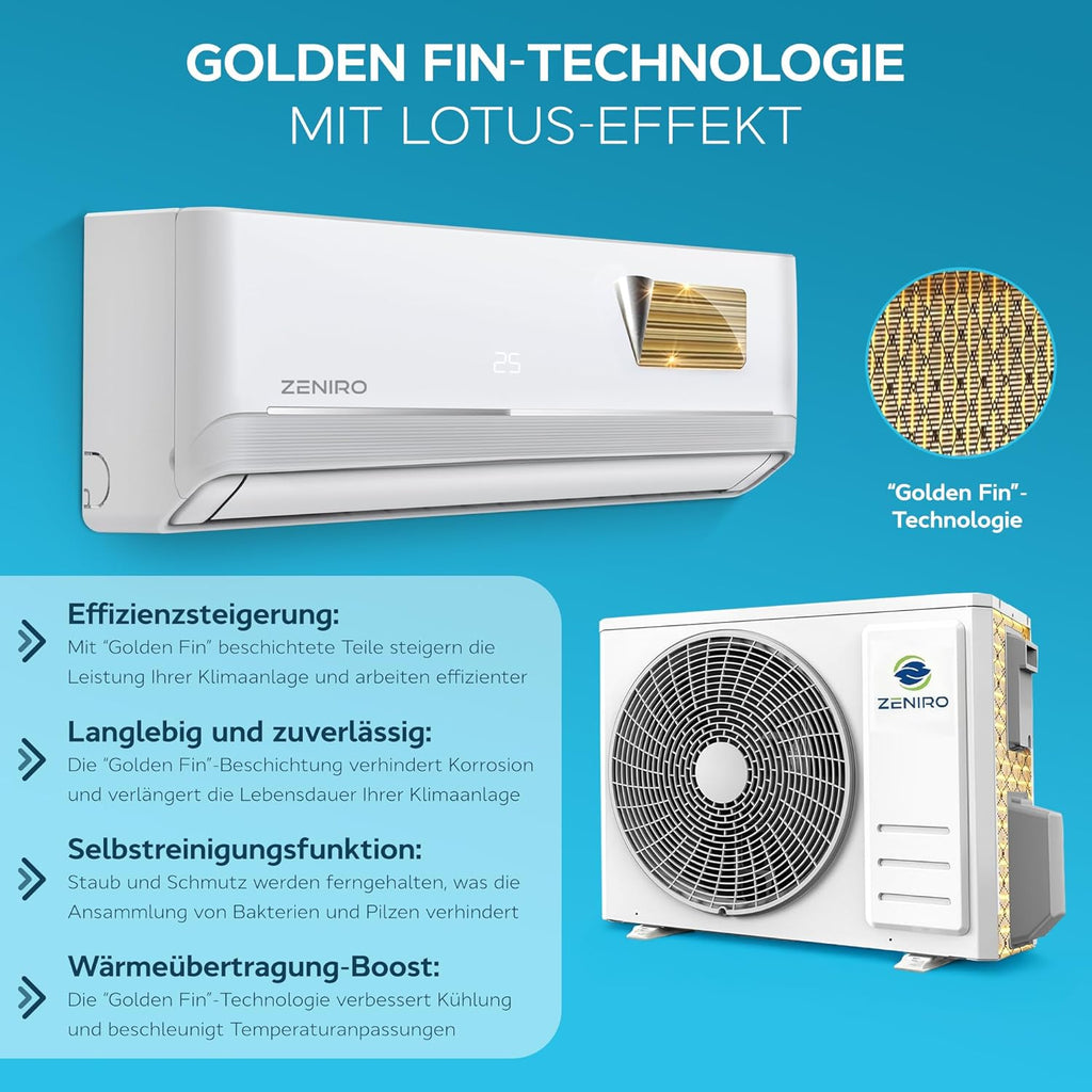 Split Klimaanlage Klimagerät Set Air Conditioner mit Heizfunktion 12000 BTU 3,5kW A++ WiFi/App-Steuerung 4D AirFlow Auto Reinigung inkl. Montagematerial Vorgefüllt R32