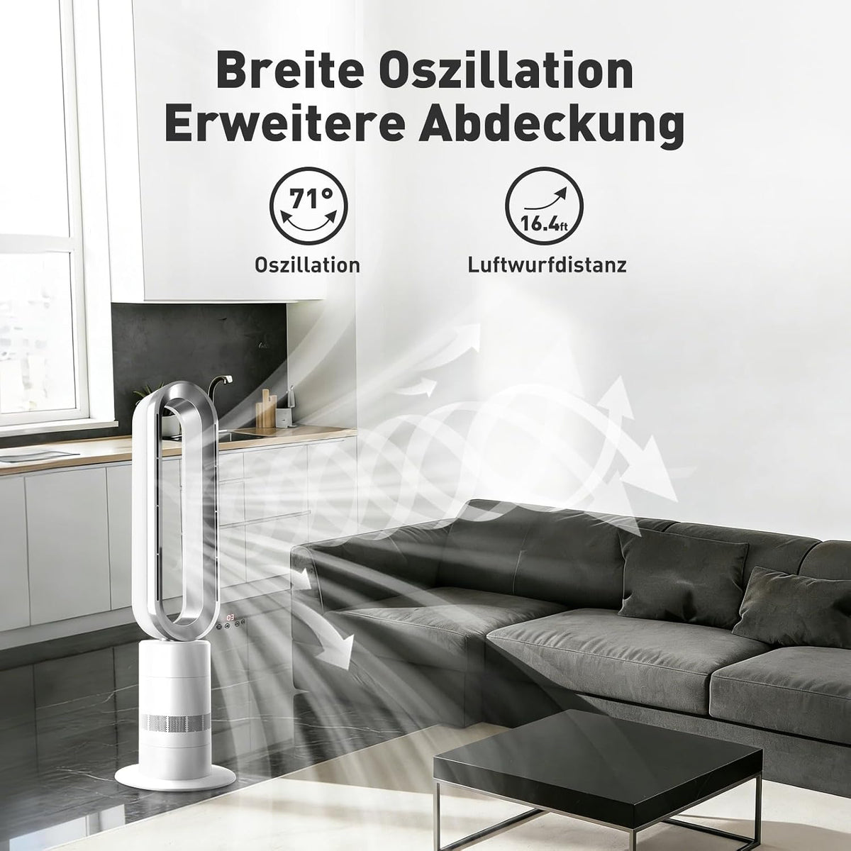 TP18Pro 2-in-1 Bladeless Turmventilator - Heizgerät & Kühlventilator, 10 Kühl- & 3 Heizstufen, Fernbedienung & Touch-Bedienung, Ultra-Leiser für den Heimgebrauch