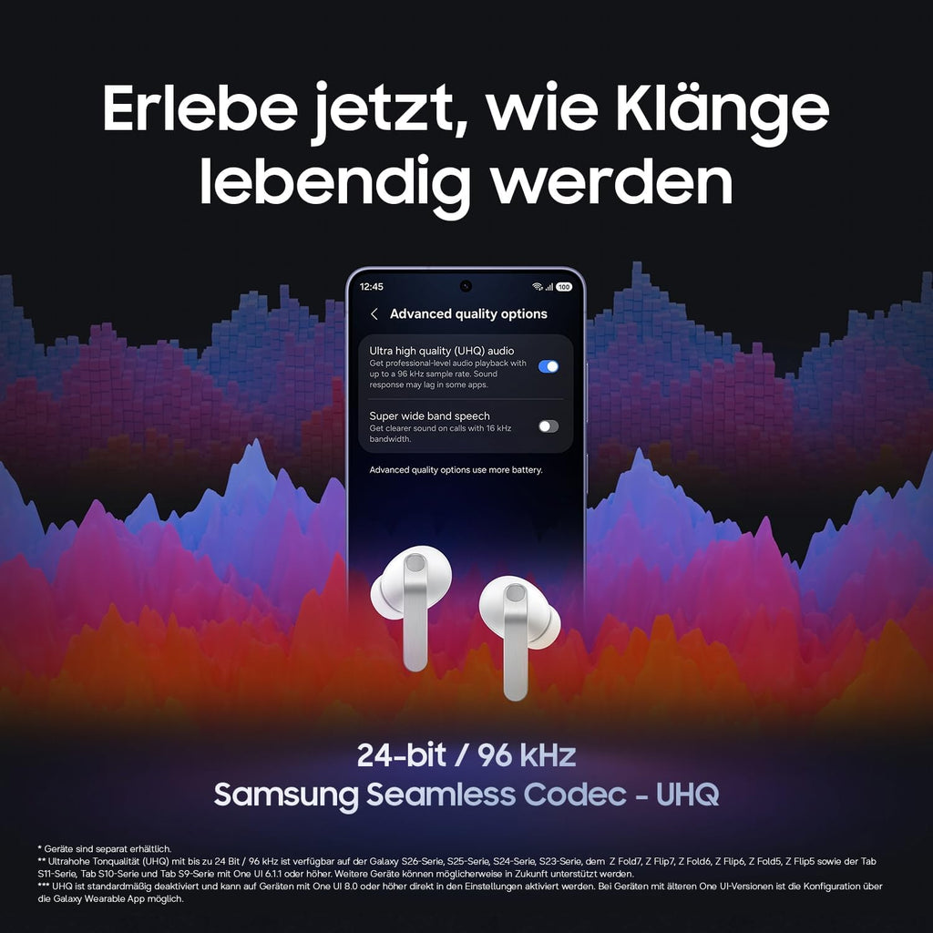 Samsung Galaxy Buds4 Pro, Kabellose Hi-Fi Bluetooth-Kopfhörer, 2-Wege-Lautsprecher, Geräuschunterdrückung per Adaptive Noise Cancelling, In-Ear-Ohrhörer, 360 Audio, AI Agent mit Sprachsteuerung, Black