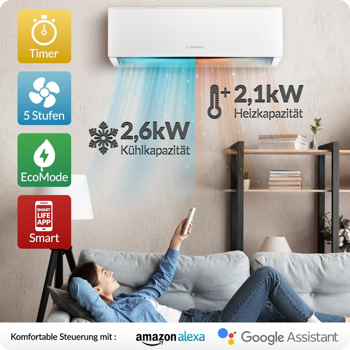 HANTECH Multisplit Klimaanlage 18000 BTU H-PRO mit 2x9000 BTU Inneneinheit WIFI