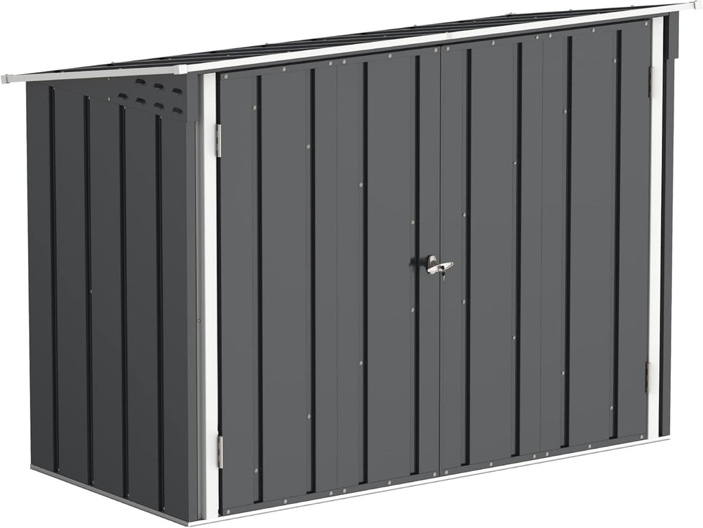 Duramax Fahrradschuppen für 2, Fahrradgarage mit komplett breiten, abschließbaren Doppeltüren, Lagerschuppen aus Metall, Gartenschuppen Fahrräder, Fahrradaufbewahrung, fahrradbox, Anthrazit
