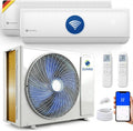 Multi Split Klimaanlage 3 Innengeräte Set (2,6kW + 2 x 3,5kW) Klimagerät Air Conditioner mit Heizfunktion 27000 BTU 7,9kW A++ WiFi/App-Steuerung 4D AirFlow Heizen bis -20°C Vorgefüllt R32