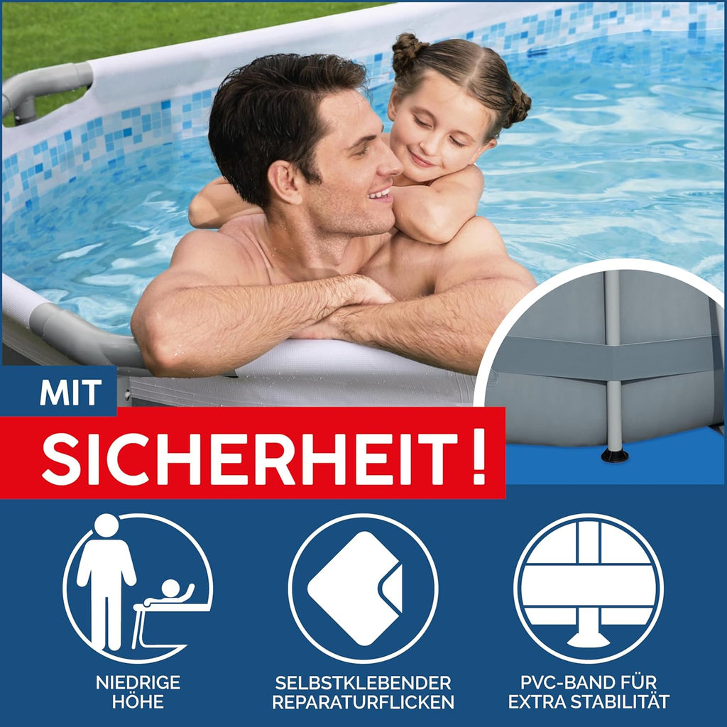 Bestway Power Steel Frame Pool Set, oval, mit Filterpumpe 305 x 200 x 84 cm, grau, 5614A