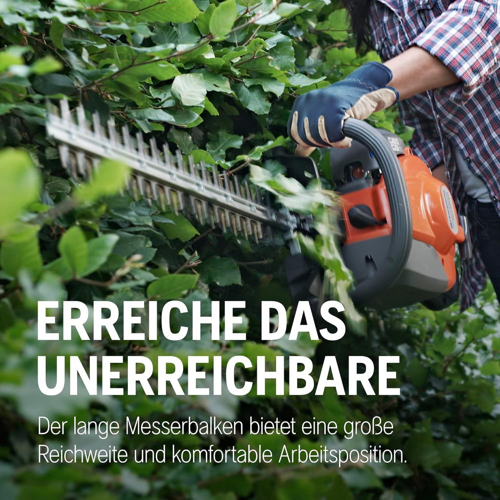 Husqvarna 122HD60 Benzin-Heckenschere - 21,7-cm³-Motor, 59-cm-Dual-Action-Messer, LowVib®-Vibrationsreduzierung, Smart Start®-Technologie, Verstellbarer hinterer Handgriff