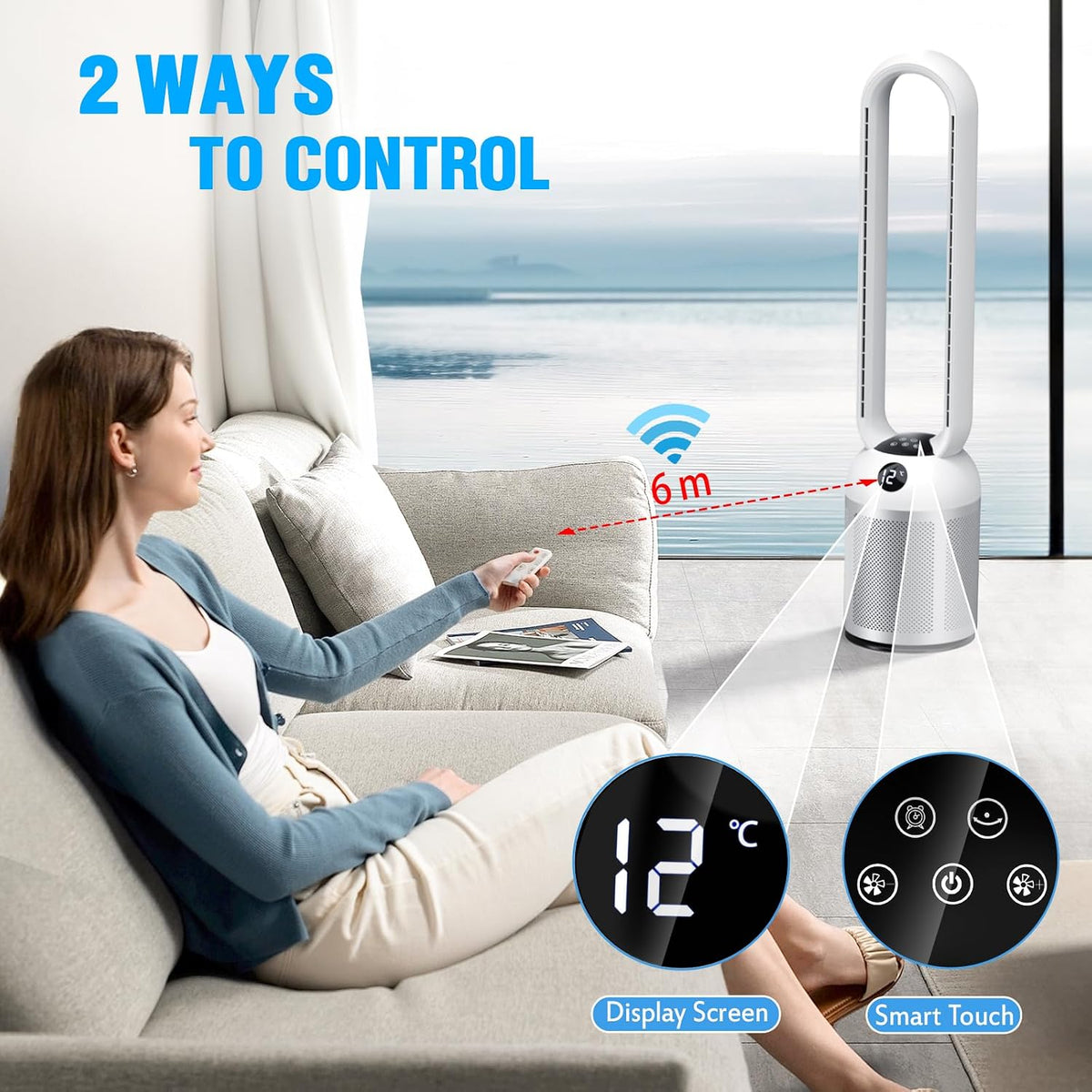 YAZEKY Turmventilator sehr Leise, 24 Stufen Ventilator Energiesparend DC Motor mit Fernbedienung, 12H Timer, 99cm 90° Oszillation Ventilator für Schlafzimmer Büro (Silber)