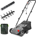 LEHMANN Elektro-Vertikutierer & Rasenlüfter 2-in-1, 1500 W, Arbeitsbreite 32 cm, 4-stufige Arbeitstiefeneinstellung, Rasenvertikutierer mit 30 L Fangkorb, kugelgelagerte Messer- & Lüfterwalze, Grau