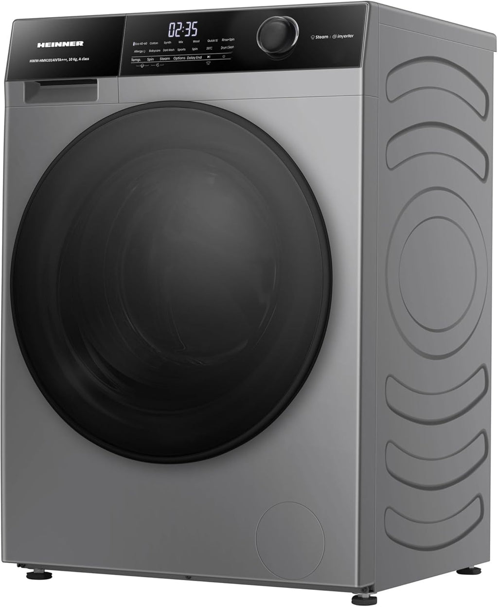 HWM-HMK1014IVTA+++ – Waschmaschine 10 kg, 1400 U/min, Inverter-Motor, 15 Programme, Touch-Display, Energieeffizienzklasse A, Grau Titan, 5 Jahre Garantie (Anthrazit, 10 KG)