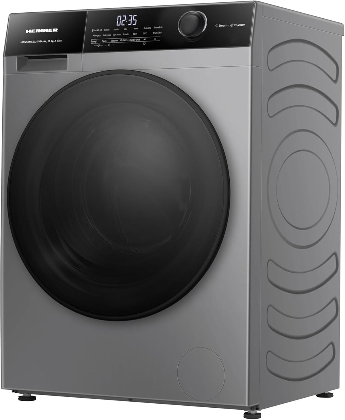 HWM-HMK1014IVTA+++ – Waschmaschine 10 kg, 1400 U/min, Inverter-Motor, 15 Programme, Touch-Display, Energieeffizienzklasse A, Grau Titan, 5 Jahre Garantie (Anthrazit, 10 KG)