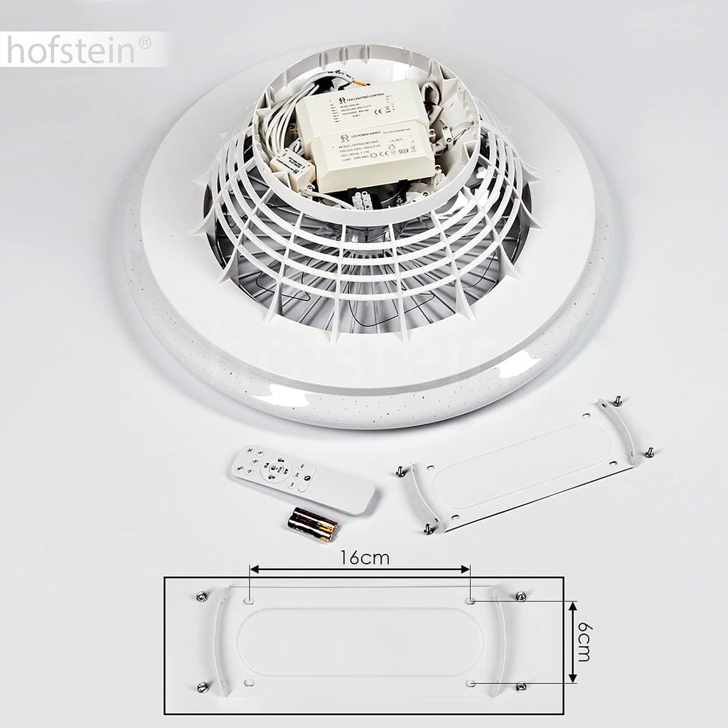LED Deckenventilator Piraeus, Deckenlampe mit Ventilator aus Metall und Kunststoff in Weiß, RGB Farbwechsler, über Fernbedienung dimmbar, Timer und Nachtlicht, 40 Watt, 2200 Lumen, 3000-6500 Kelvin