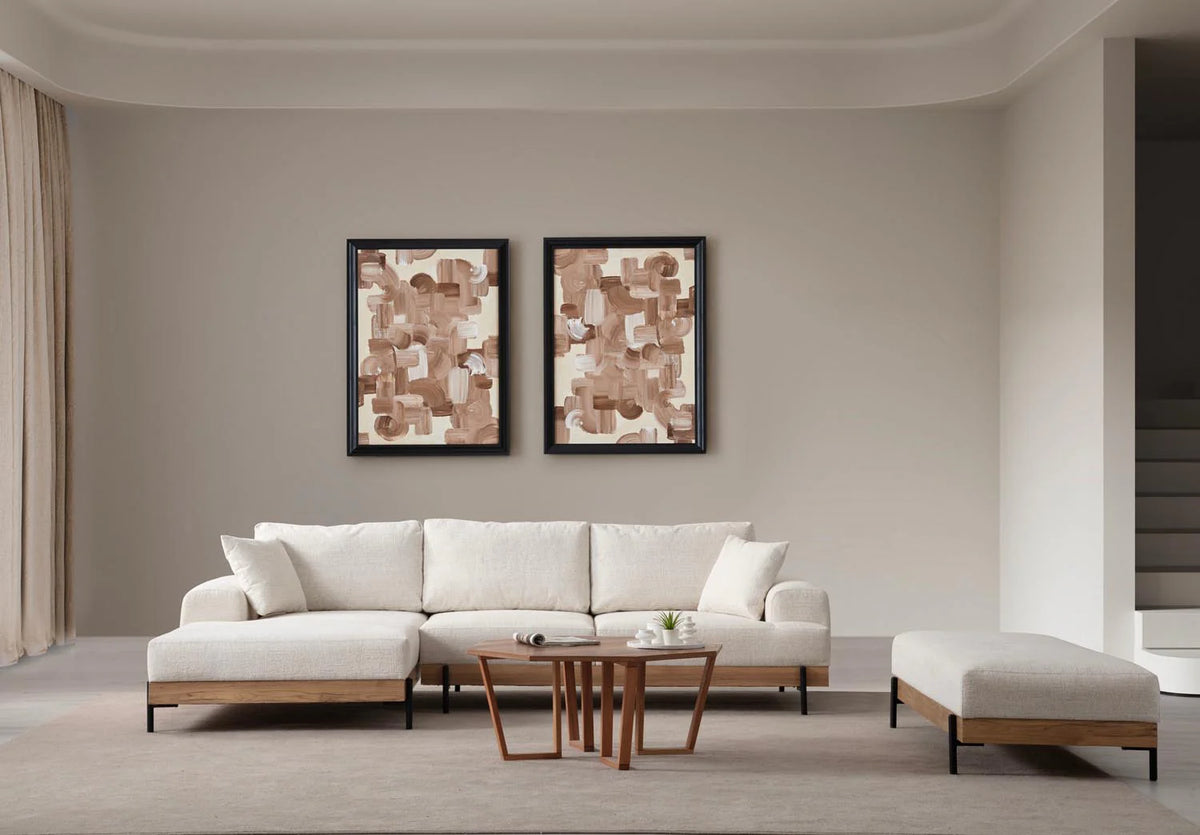Eti Oak Left Ecksofa - Weiss