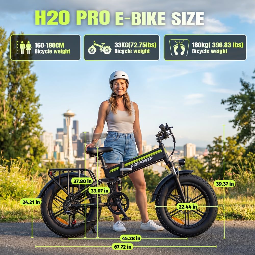 Bicicleta eléctrica plegable, batería extraíble 48 V 25 Ah, autonomía 110 KM, bicicleta eléctrica con neumáticos grasos 20" x 4, suspensión completa, freno hidráulico, 7 velocidades, bicicleta