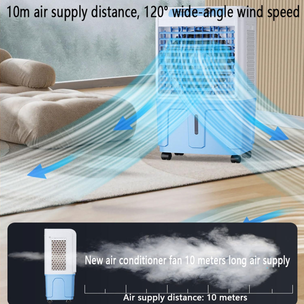 Tragbare Klimaanlage mit 3 Geschwindigkeiten, Oszillierfunktion, extra großer Wassertank, Eisbox-Funktion, Verdunstungskühler für Schlafzimmer und Küche
