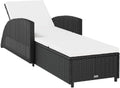 vidaXL Sonnenliege mit Cremeweißer Auflage Gartenliege Liege Rattanmöbel Gartenmöbel Relaxliege Saunaliege Liege Liegestuhl Poly Rattan Schwarz