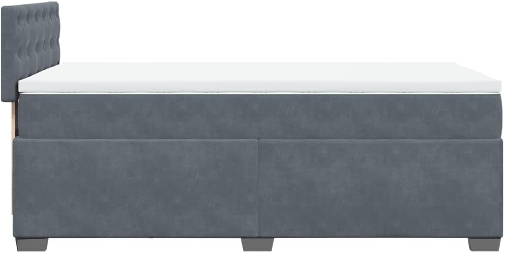 vidaXL Boxspringbett, Polsterbett Bett mit Matratze, Bettgestell mit Kopfteil Lattenrost, Einzelbett für Schlafzimmer, Dunkelgrau 80x200cm Samt