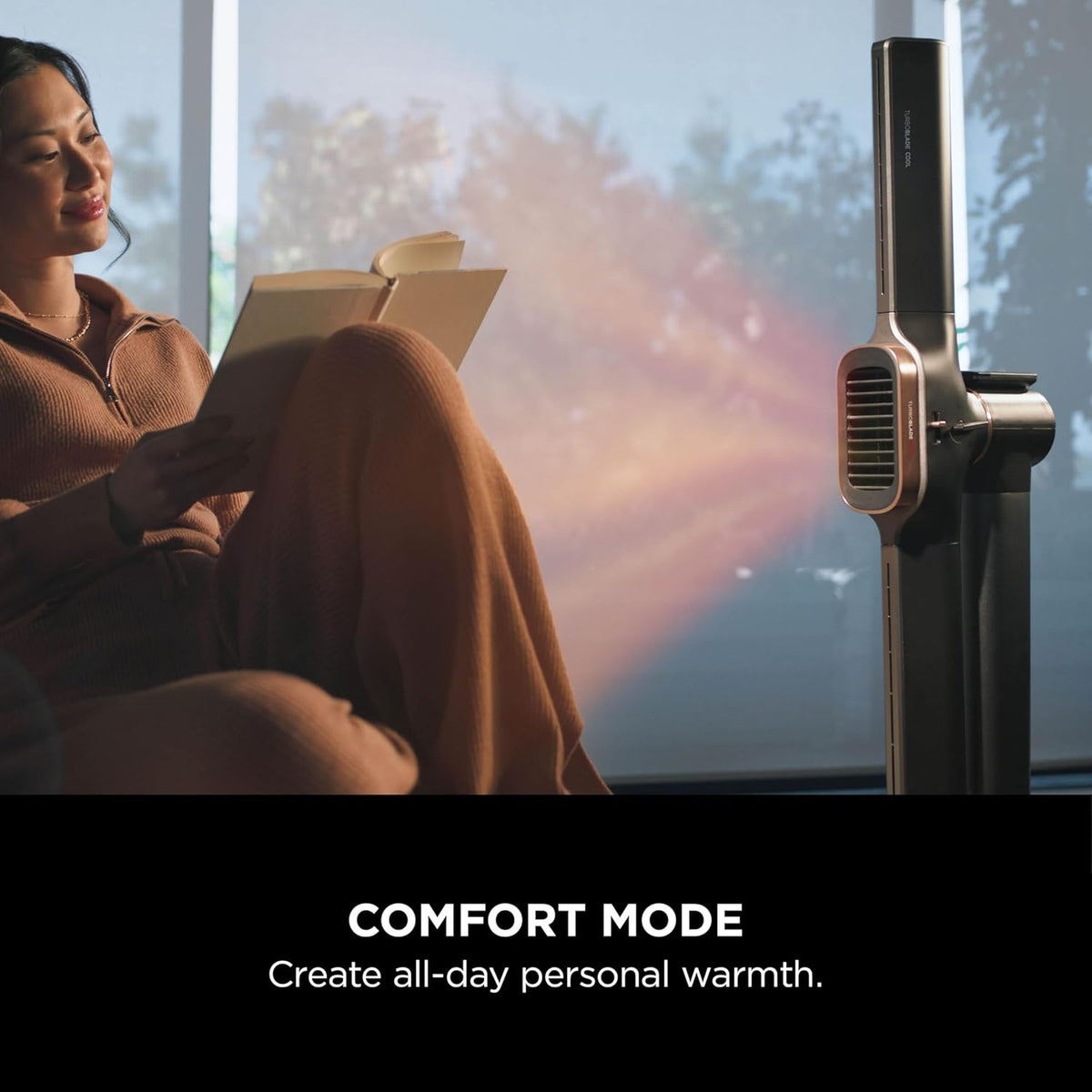 Shark TurboBlade Ventilator und Turmheizung, Cool + Wärme, flüglose Kühlung und schnelle Erwärmung mit Thermo IQ, Dual-Modi mit 180°-Oszillation, Fernbedienung, Kohle