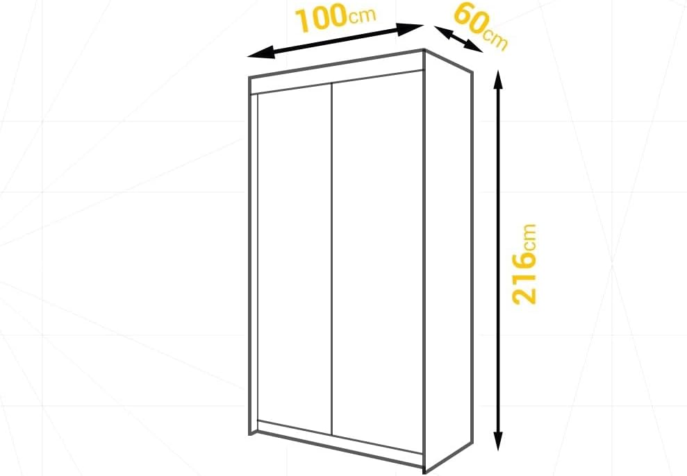 L1 100 cm Weiß Schiebetüren Kleiderschrank 100x216x60 cm Schlafzimmermöbel, Aufbewahrung - Mehrzweckschrank - Farbe: Weiß