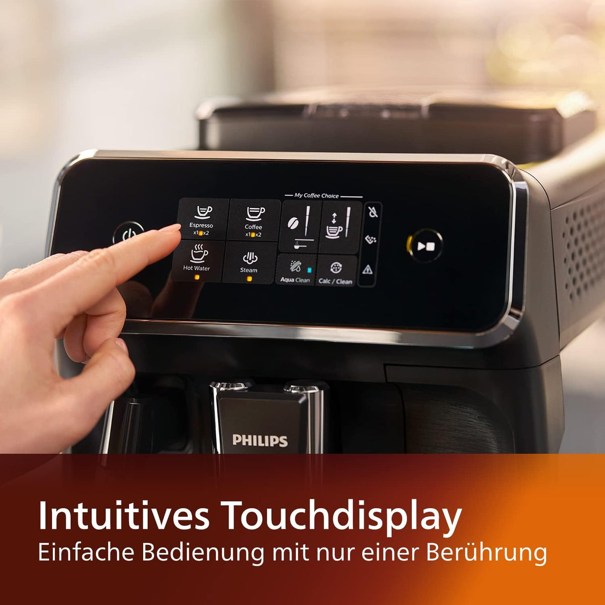 Philips Serie 2200 Kaffeevollautomat – Klassischer Milchaufschumer, Intuitives Touchdisplay, mattes Schwarz (EP2220/10)