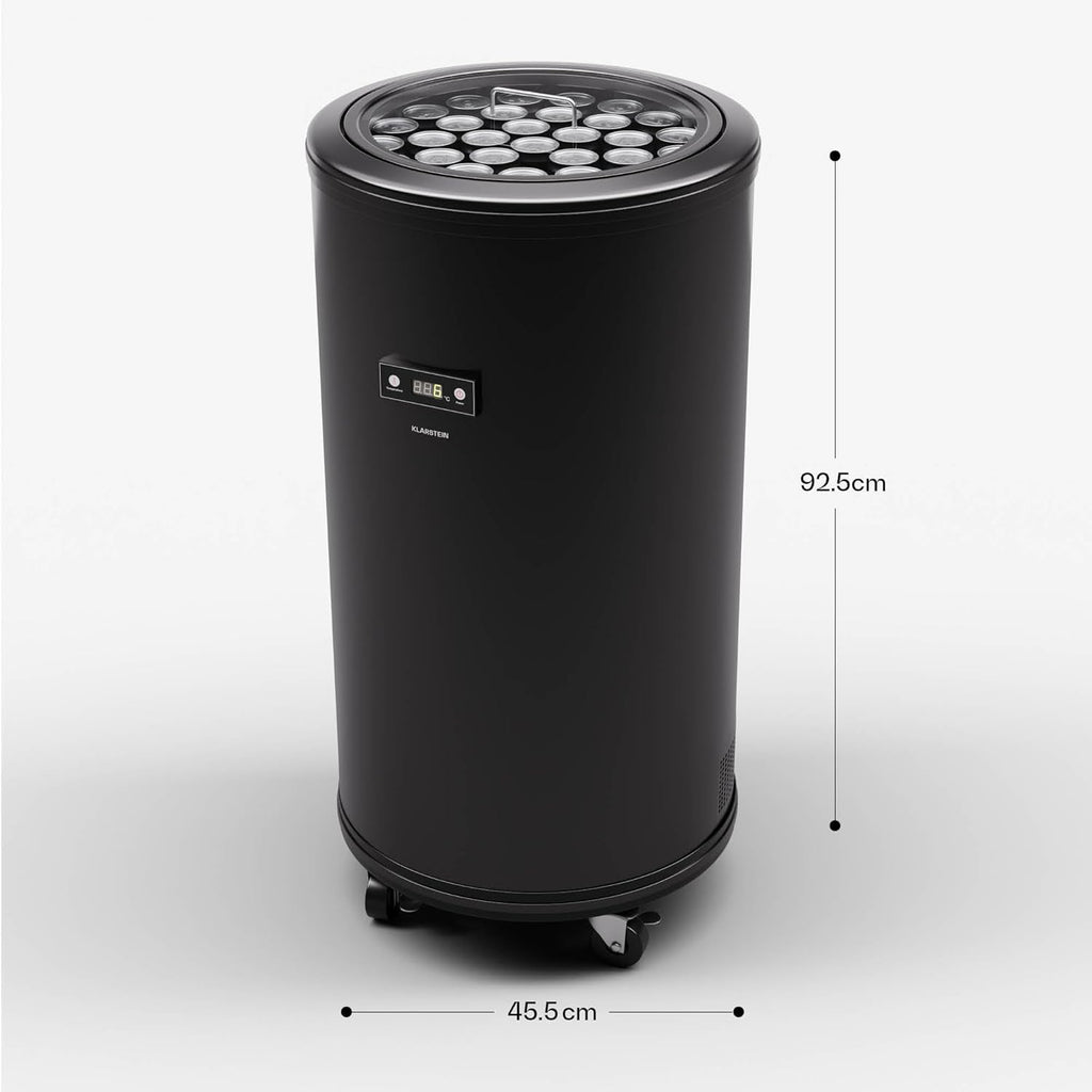 Klarstein Beersafe L Kühlschrank mit LED Display, Edelstahl-Kühlschrank für Zimmer, Indoor/Outdoor Getränkekühlschrank, Weinkühlschrank für Getränke, 75L Kühlschrank mit 360° Sicht, 0-16°C