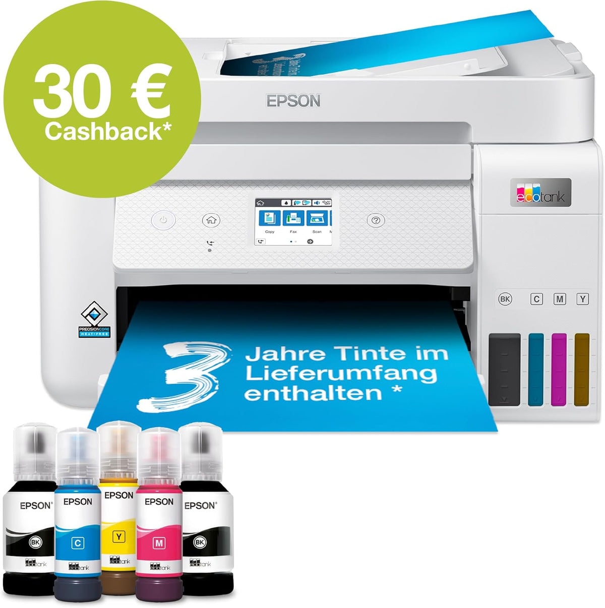 EcoTank ET-4856 A4-Multifunktions-Wi-Fi-Tintentankdrucker, mit einem im Lieferumfang enthaltenen Vorrat an Tinten bis zu 3 Jahren
