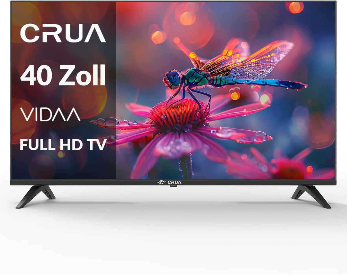 CRUA VIDAA Smart TV,101(40 Inch) TV,1920x1080P Full HD TV,LED TV with HDMI/USB/AV IN/Triple Tuner DVB-T2/T/C/S2/Compact and Smart for Your Home,Black [Energy Class E]