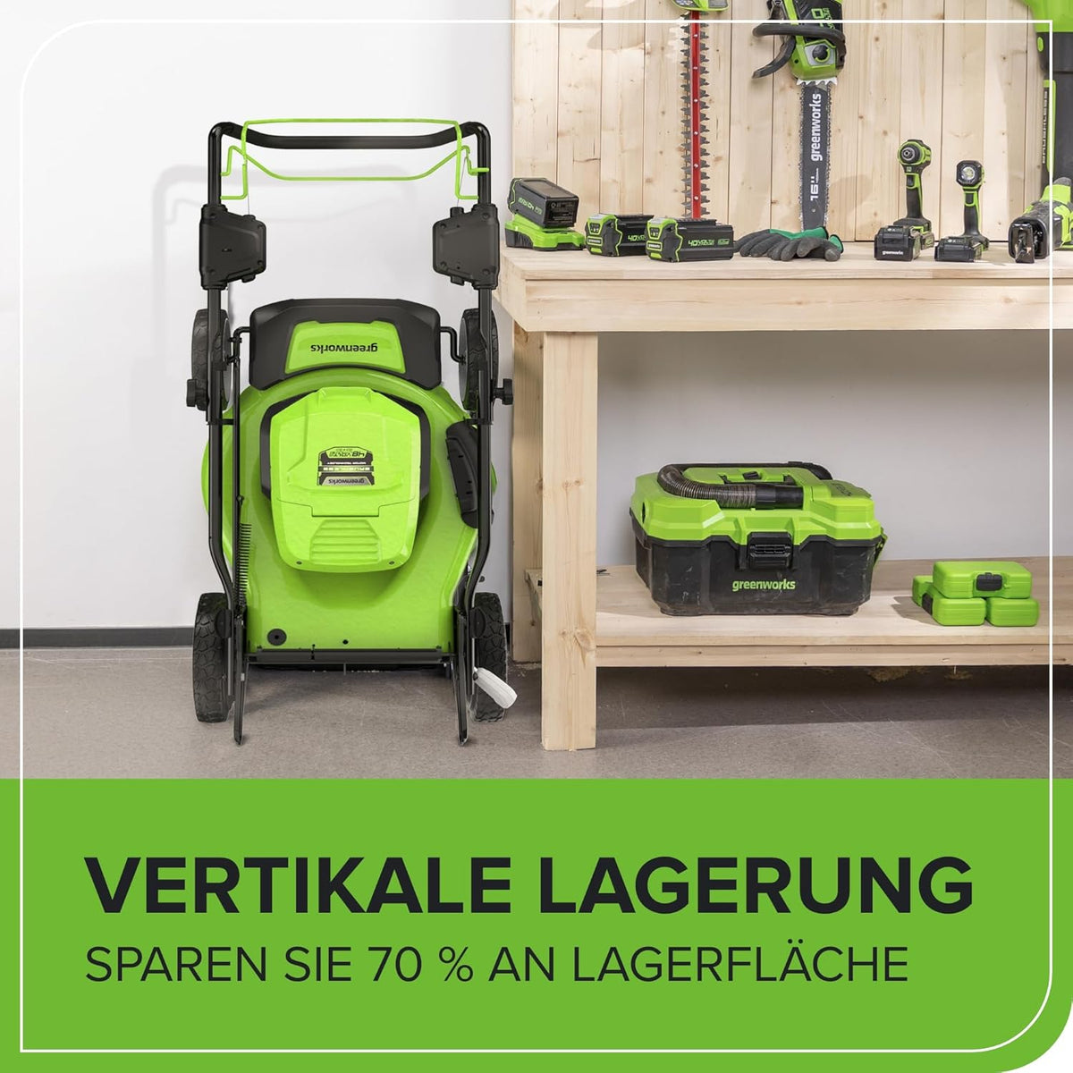 Greenworks Selbstfahrender Akku Rasenmäher 48V (24V x 2) bis zu 480m2, 46cm Schnittbreite, 55L Sack Rasenmäher Elektro Plus Zwei 4Ah-Akkus und Doppelladegerät,3 Jahre Garantie,GD24X2LM46SPK4X