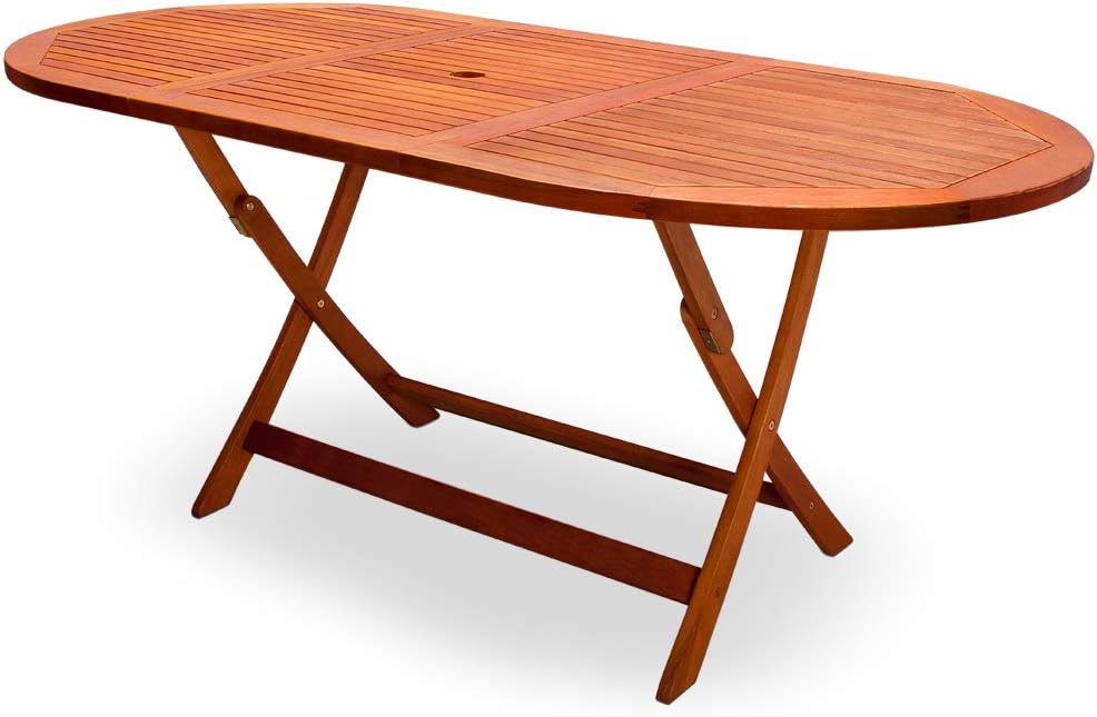 Casaria® Gartentisch Wetterfest Klappbar FSC®-Zertifiziert Holz Schirmständer 160x85cm 80kg Belastbarkeit Balkon Garten Terrasse Tisch Klapptisch Balkontisch Akazie