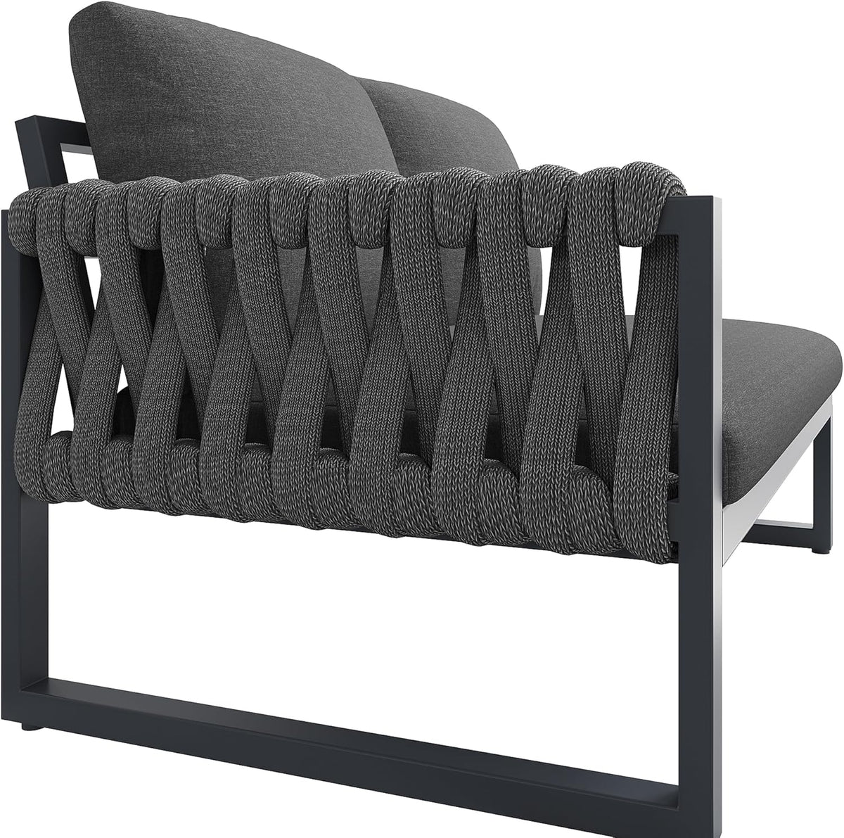 Gartenmöbel Set Lounge möbel Outdoor für 5-6 Personen, Metal, mit L-förmig gartensofa und Tisch, inklusive Aller Sitz- und Rückenkissen für Balkon Garten Terrasse (Grau)