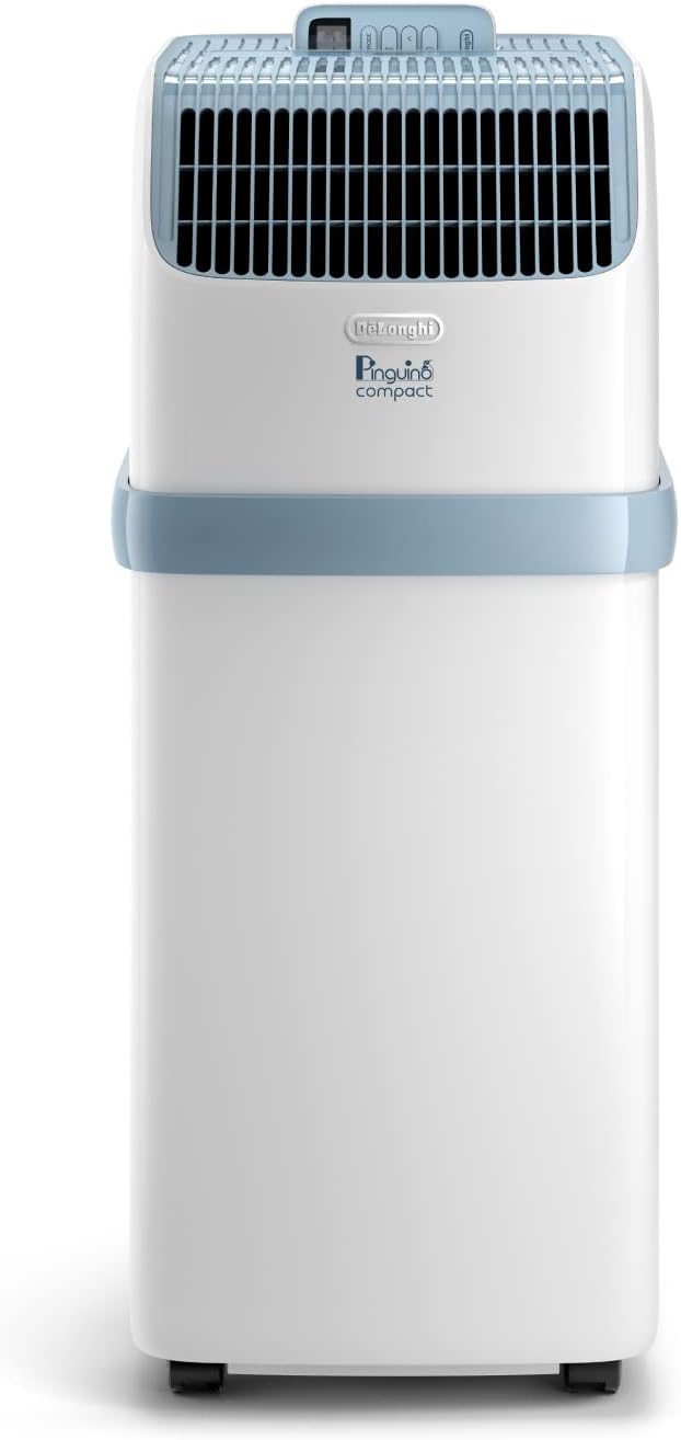 De'Longhi Pinguino - Mobiles Klimagerät, für Räume bis 21,5 m², mit Luftentfeuchter & Ventilator, 8300 BTU, Leiser Betrieb, Fernbedienung, 24h-Timer, Energieeffizienzklasse A (PACES72YOUNG)