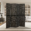 Roundhill Furniture Aurra 4-Panel Wood Room Divider, Folding Portable Partition Screen Gold