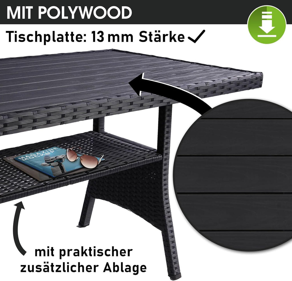 BRAST® Gartenmöbel Set Hacienda | bis zu 10 Personen viele Farben | inkl. Kissen & Abdeckung | TÜV geprüft | Outdoor Loungemöbel Sitzgruppe Essgruppe Garnitur | Schwarz/Grau