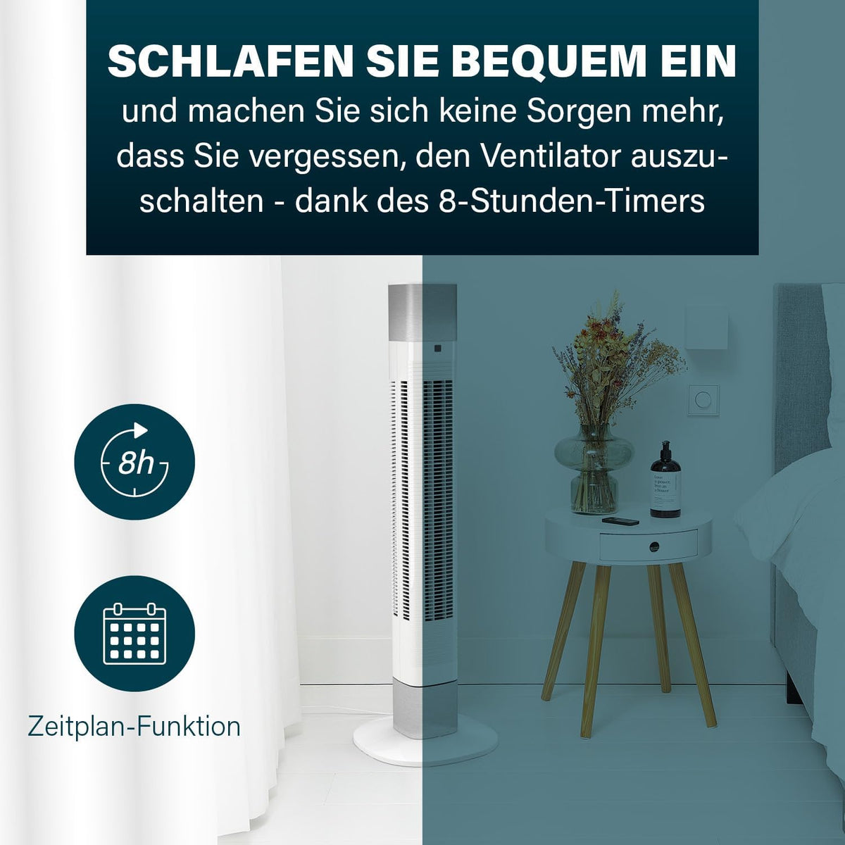 Princess Geräuscharmer Turmventilator - Höhe 103 cm - 3 Modi & 3 Geschwindigkeiten - Oszillation - Steuerbar per App