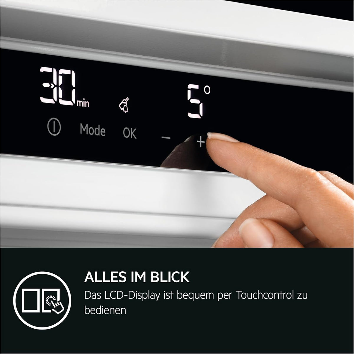 AEG Einbau-Kühlschrank 178cm mit 4-Sterne-Gefrierfach, Serie 6000 DynamicAir: gleichmäßige Kälteverteilung auf allen Ebenen, Kühlen 261L, Gefrieren 22L, SoftClosing, LCD-Display, Festtür, TF6FS181DC